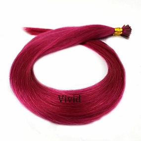 25 Strands Straight Micro Ring Links Locks Beads Keratin Stick I Tip Remy Human Hair Extensions Fuchsia (Fuxia) Pink Color
