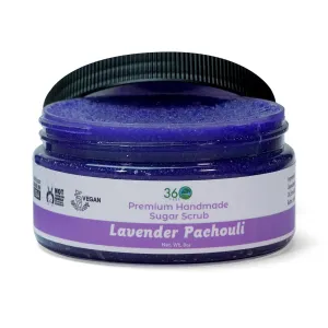 360Feel Lavender Patchouli Sugar Body Scrub - Great for Exfoliating Bodyscrub Acne Scars Stretch Marks Foot Scrub Great Gifts For Women - 8 Fl Oz