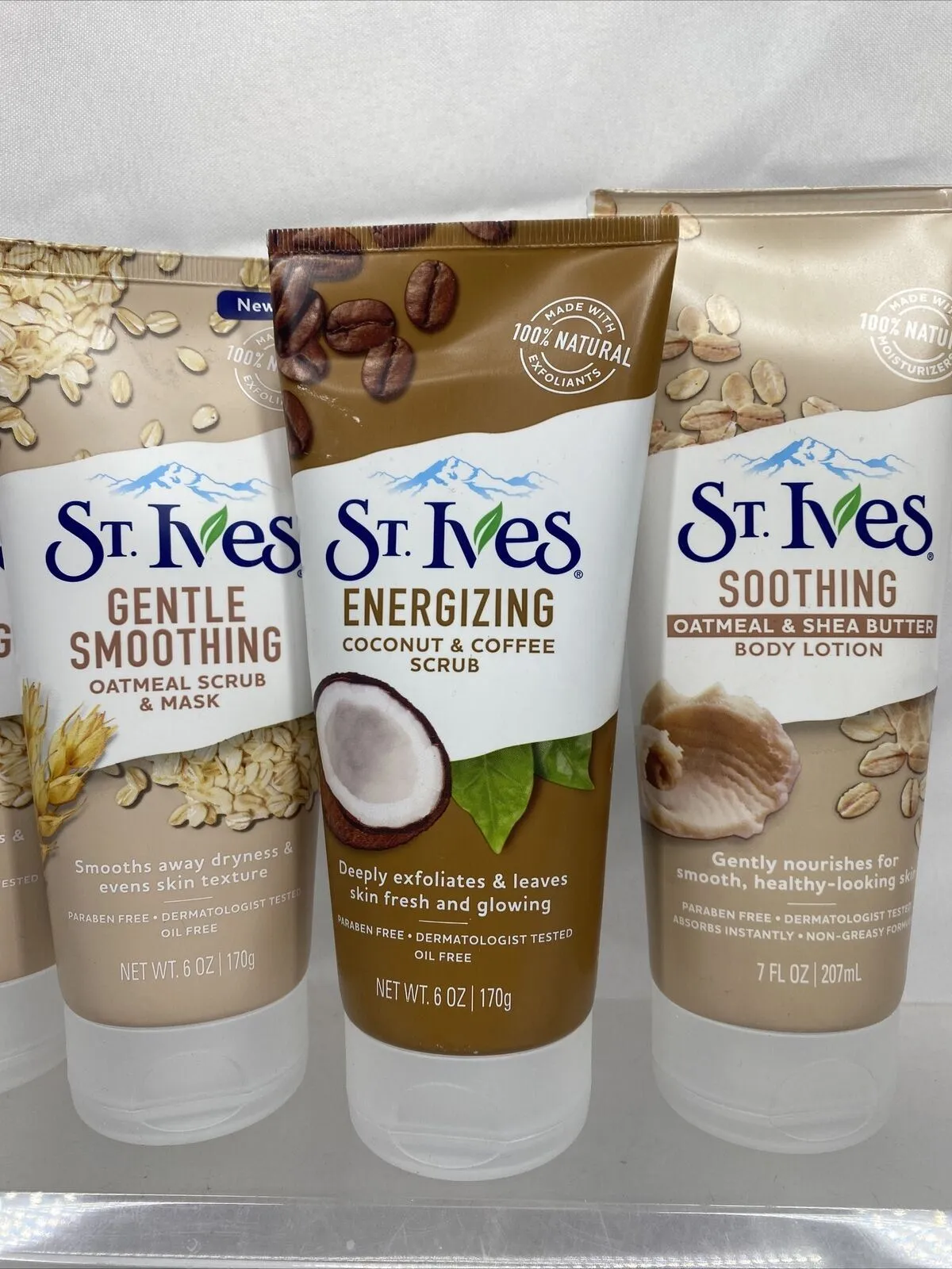 (4) St. Ives Gentle Smoothing Oatmeal Scrub & Mask Body Lotion Coffee mix  6oz