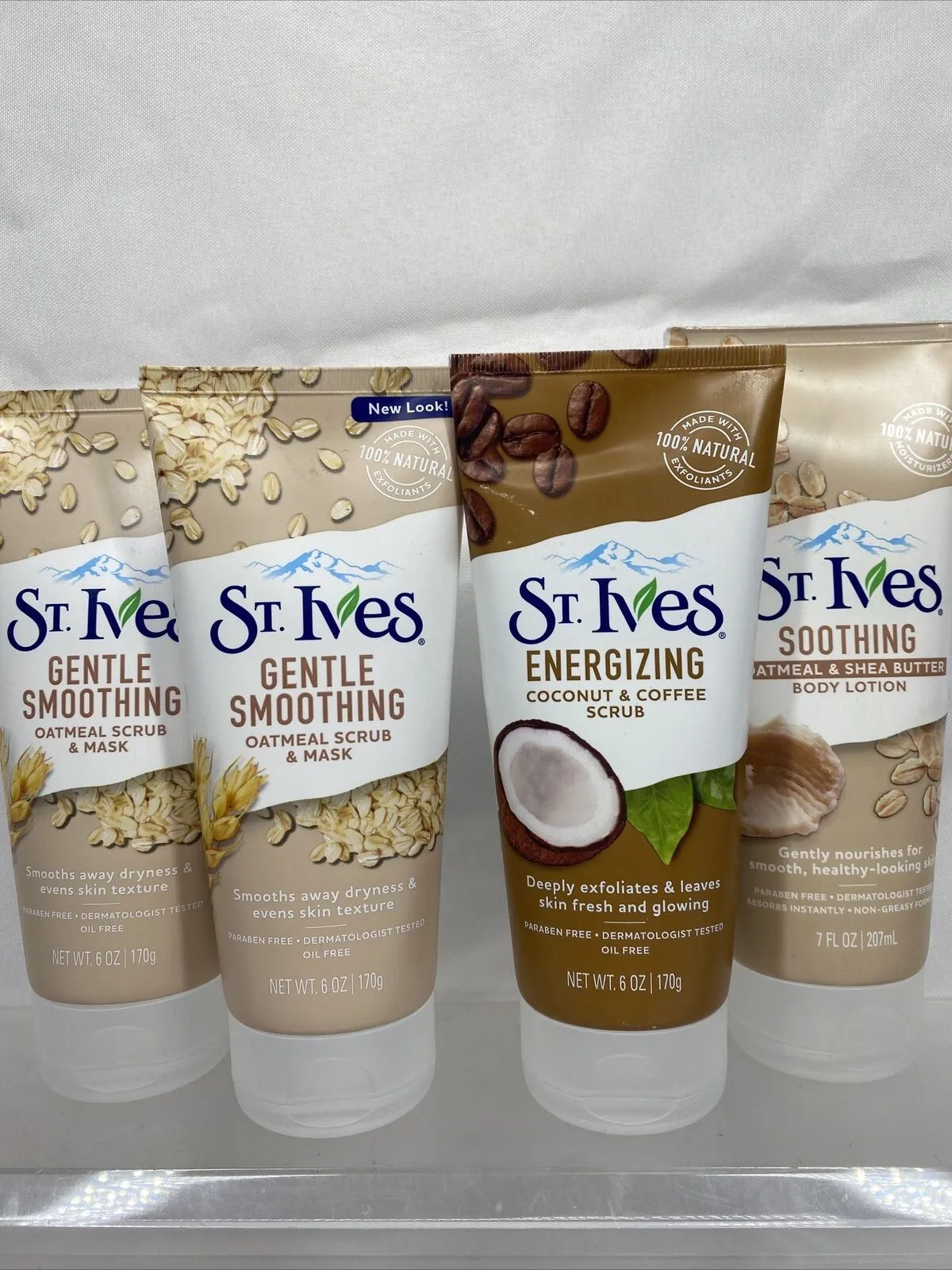 (4) St. Ives Gentle Smoothing Oatmeal Scrub & Mask Body Lotion Coffee mix  6oz