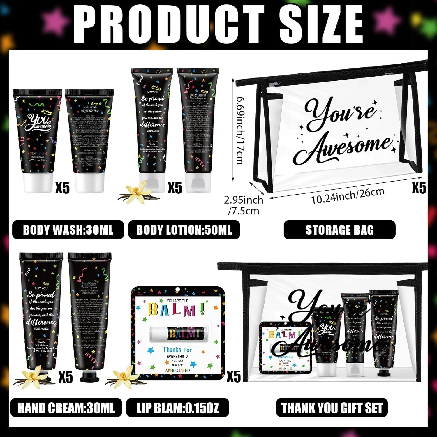 50 Pieces Back to School Teacher Employee Staff Appreciation Gifts Bulk Lip Balm Hand Body Lotions Small Thank You Gifts Team Volunteers Coworkers Nurse Appreciation Favors for Women Men