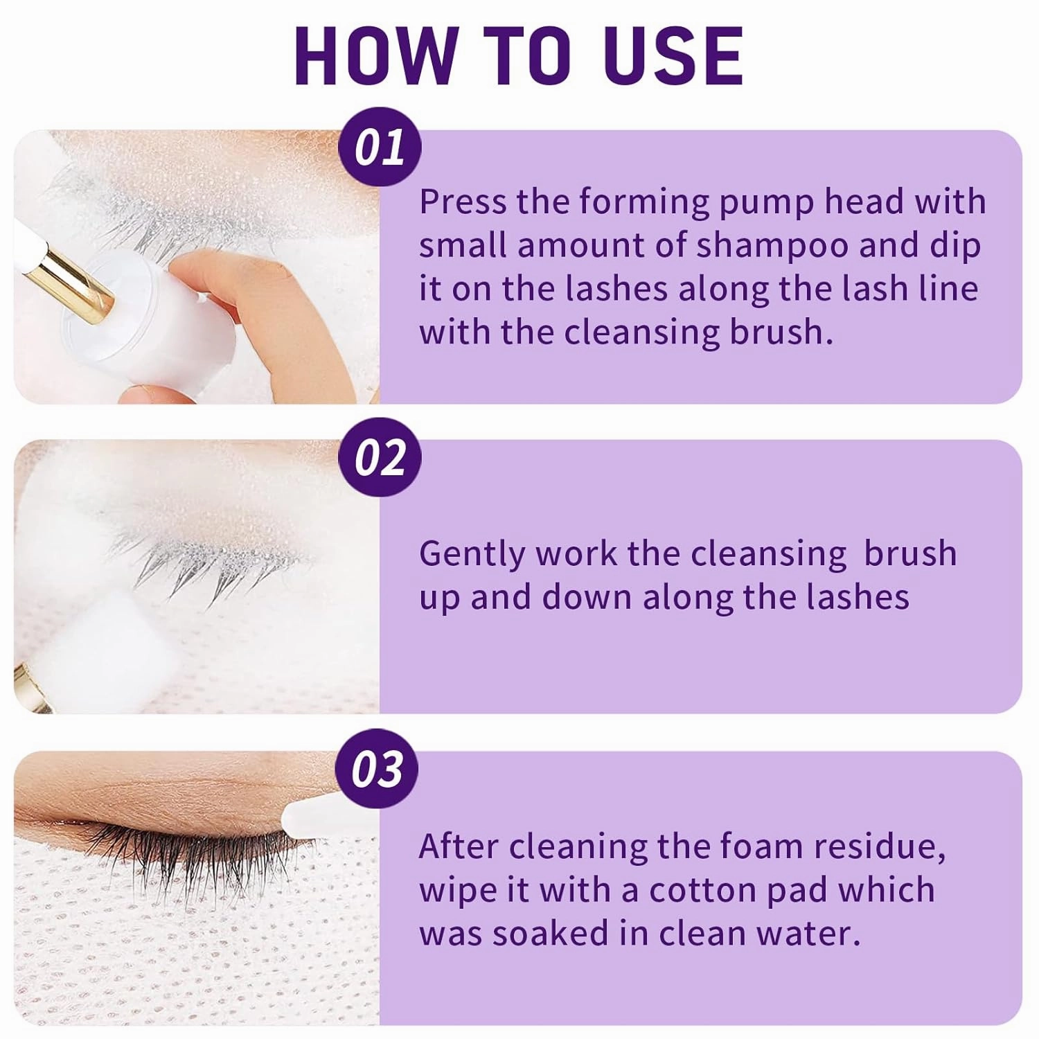 600ml Lash Shampoo Bulk, Eyelash Cleanser for Extensions, Safe Makeup Remover, Non-irritating or Burning Formula Eyelid Foaming Cleanser Best for Professional Salon and Home Use (Lavender)
