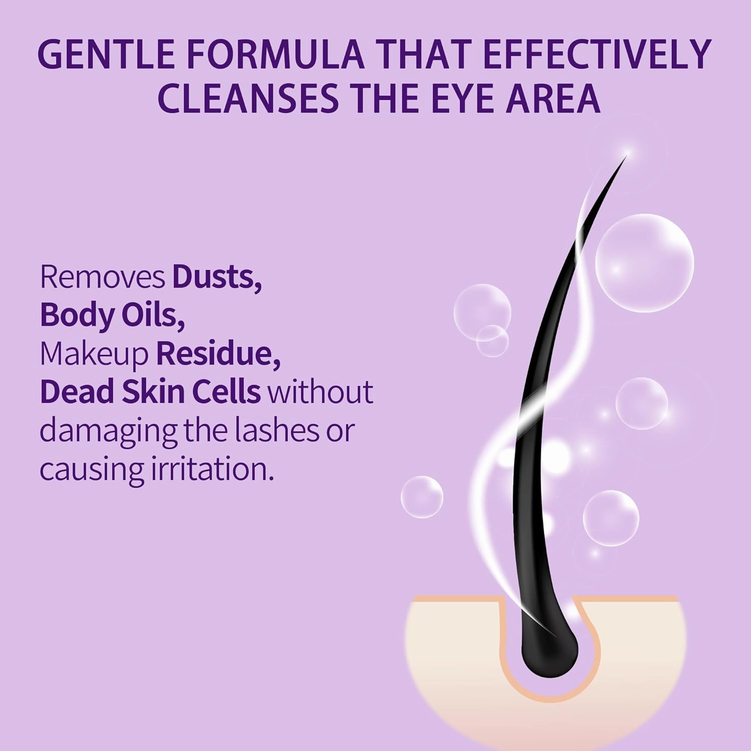 600ml Lash Shampoo Bulk, Eyelash Cleanser for Extensions, Safe Makeup Remover, Non-irritating or Burning Formula Eyelid Foaming Cleanser Best for Professional Salon and Home Use (Lavender)
