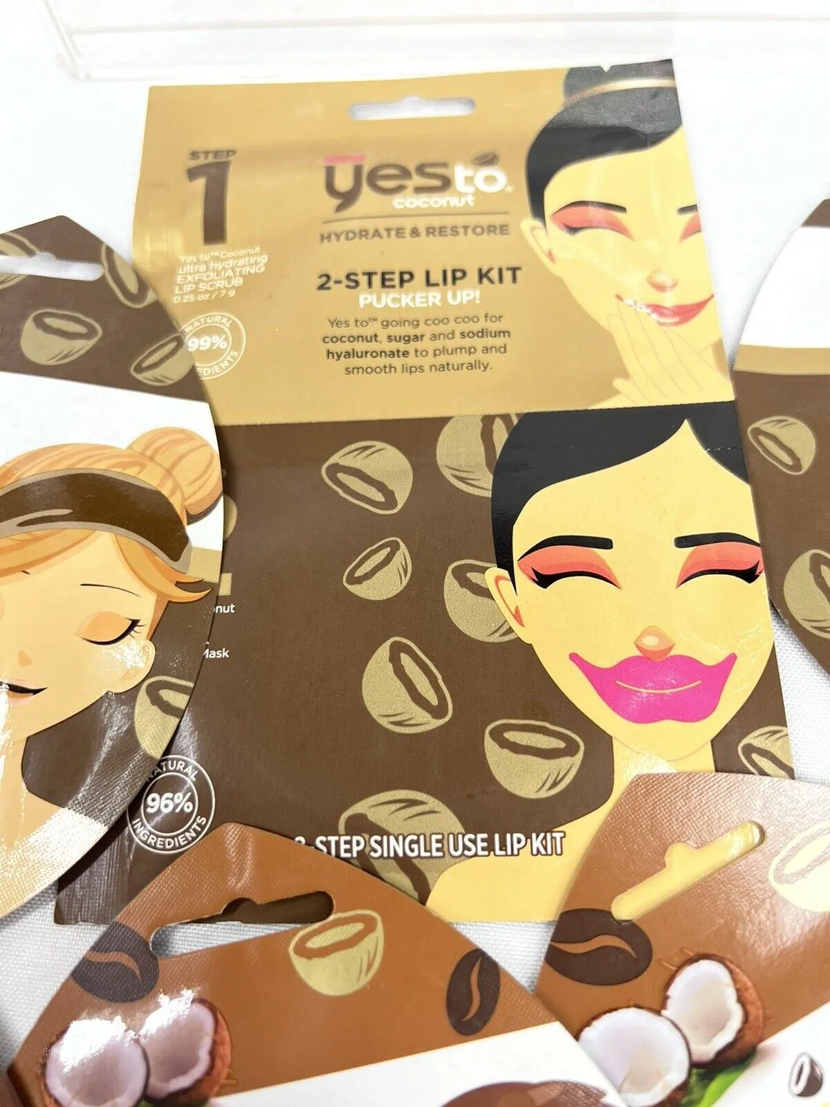 (7) Yes To Coconut Energizing Coffee  Scrub Peel Off Mask Mud Lip Kit Cucumber