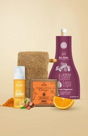 <strong>Chandan Nagakesar Lepa, Exfoliating Orange Soap, Loofah & Pigmentation Face Malai Combo</strong> <br><i>Combo Pack of 4</i>