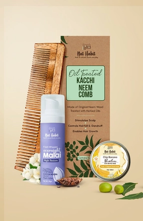 <strong>Dual Tooth Comb, Overnight Face Malai & Chia Banana Biotin Hand Malai Combo</strong> <br><i>Combo Pack of 3</i>
