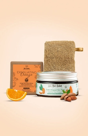 <strong>Exfoliating Orange Soap, Multi-Nut Skin Malai, & Loofah Combo</strong> <br><i>Combo Pack of 3</i>