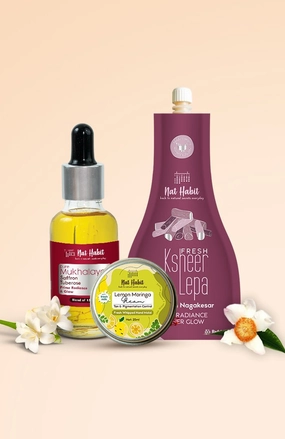 <strong>Lemon Moringa Hand Malai, Chandan Nagakesar Lepa & Saffron Tuberose Mukhalaya Combo</strong> <br><i>Combo Pack of 3</i>