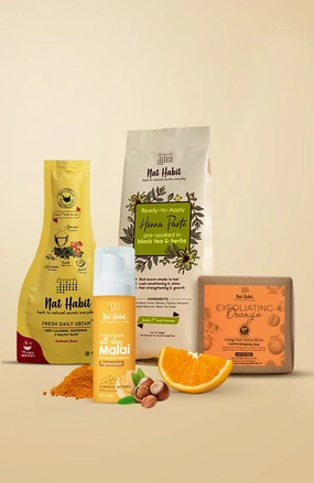 <strong>Pigmentation Face Malai, Henna, Exfoliating Orange Soap & Delicate Rose Ubtan Combo </strong> <br><i>Combo Pack of 4</i>