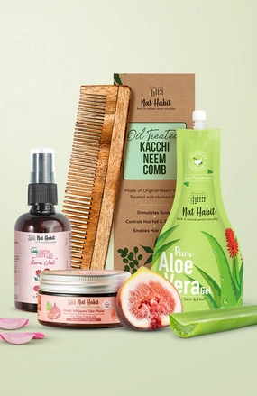 <strong>Pure Gulab Jal, Dual Tooth Comb, Pure Aloe Gel & Fig Rose Skin Malai Combo</strong> <br><i>Combo Pack of 4</i>