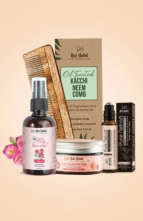 <strong>Pure Netraa, Fig Rose Skin Malai, Dual Tooth Comb & Pure Gulab Jal Combo</strong> <br><i>Combo Pack of 4</i>