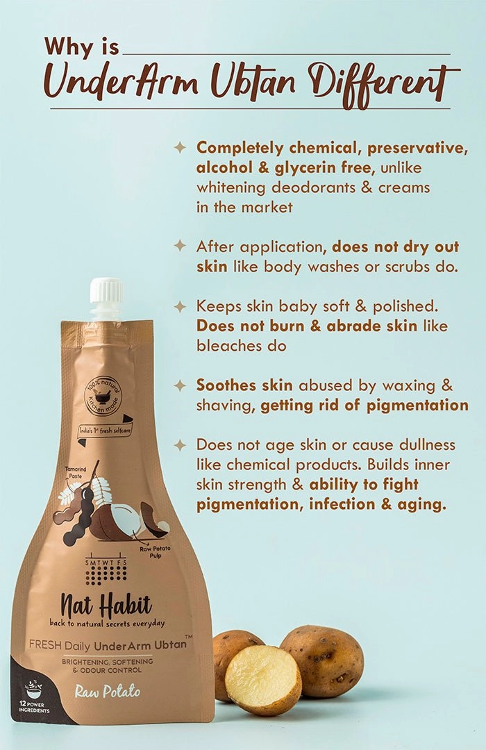 <strong>Raw Potato UnderArm Ubtan</strong> <br><i>Brightening, Softening & Odour Control</i>