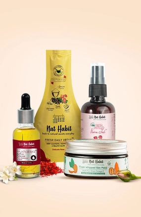 <strong>Saffron Tuberose Mukhalaya, Pure Gulab Jal, Multi Nut Skin Malai & Delicate Rose Ubtan Combo</strong> <br><i>Combo Pack of 4</i>