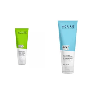 Acure Curiously Clarifying Shampoo - 8 Fl Oz & Vivacious Volume Shampoo Echinacea 100% Vegan, White/Blue, Mint, 8 Fl Oz