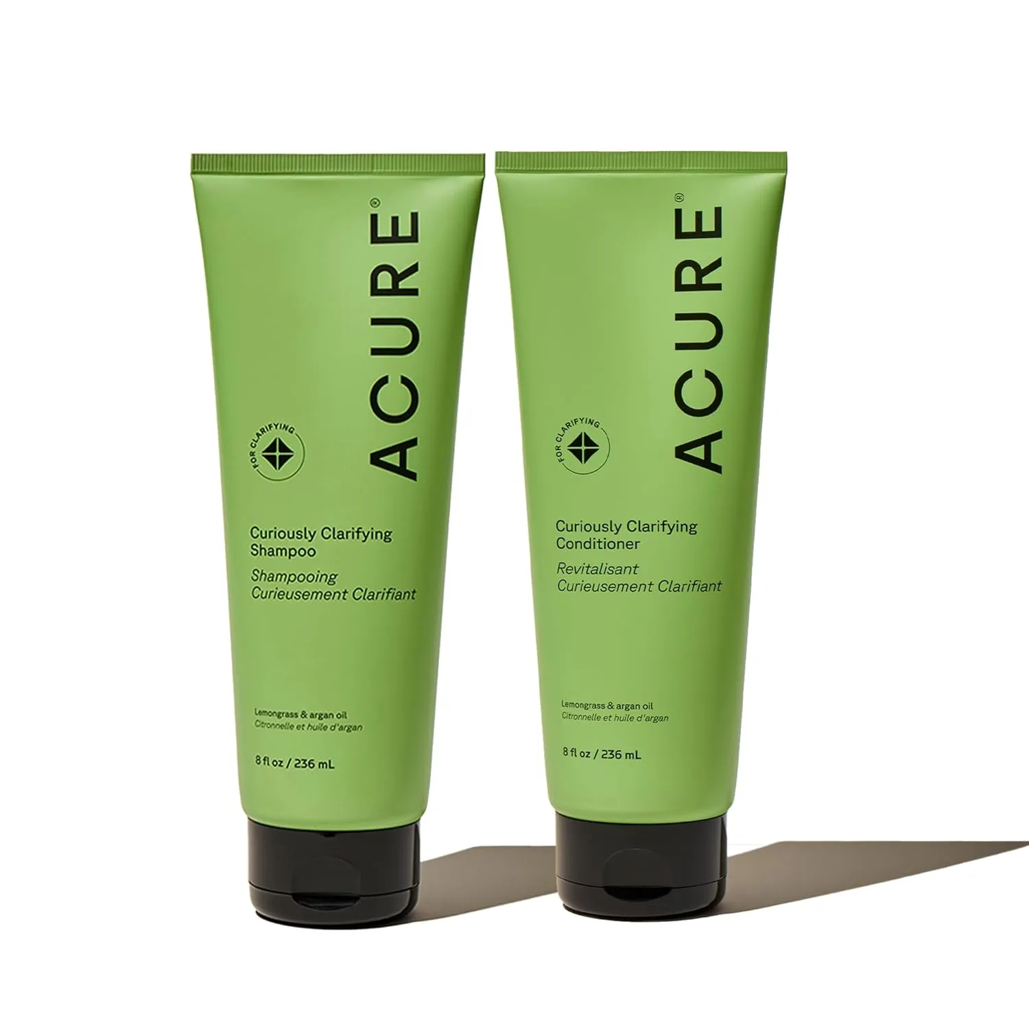 Acure Curiously Clarifying Shampoo & Conditioner Set – Deep Cleansing & Hydrating Duo for Balanced Scalp & Hair, Removes Buildup, Vegan, 8 Fl Oz Each
