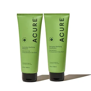 Acure Curiously Clarifying Shampoo & Conditioner Set – Deep Cleansing & Hydrating Duo for Balanced Scalp & Hair, Removes Buildup, Vegan, 8 Fl Oz Each