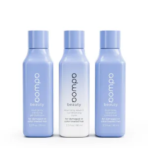 adwoa beauty blue tansy repair trio – travel size system | clarifying shampoo, reparative conditioner   leave-in for curly   textured hair | travel size trio