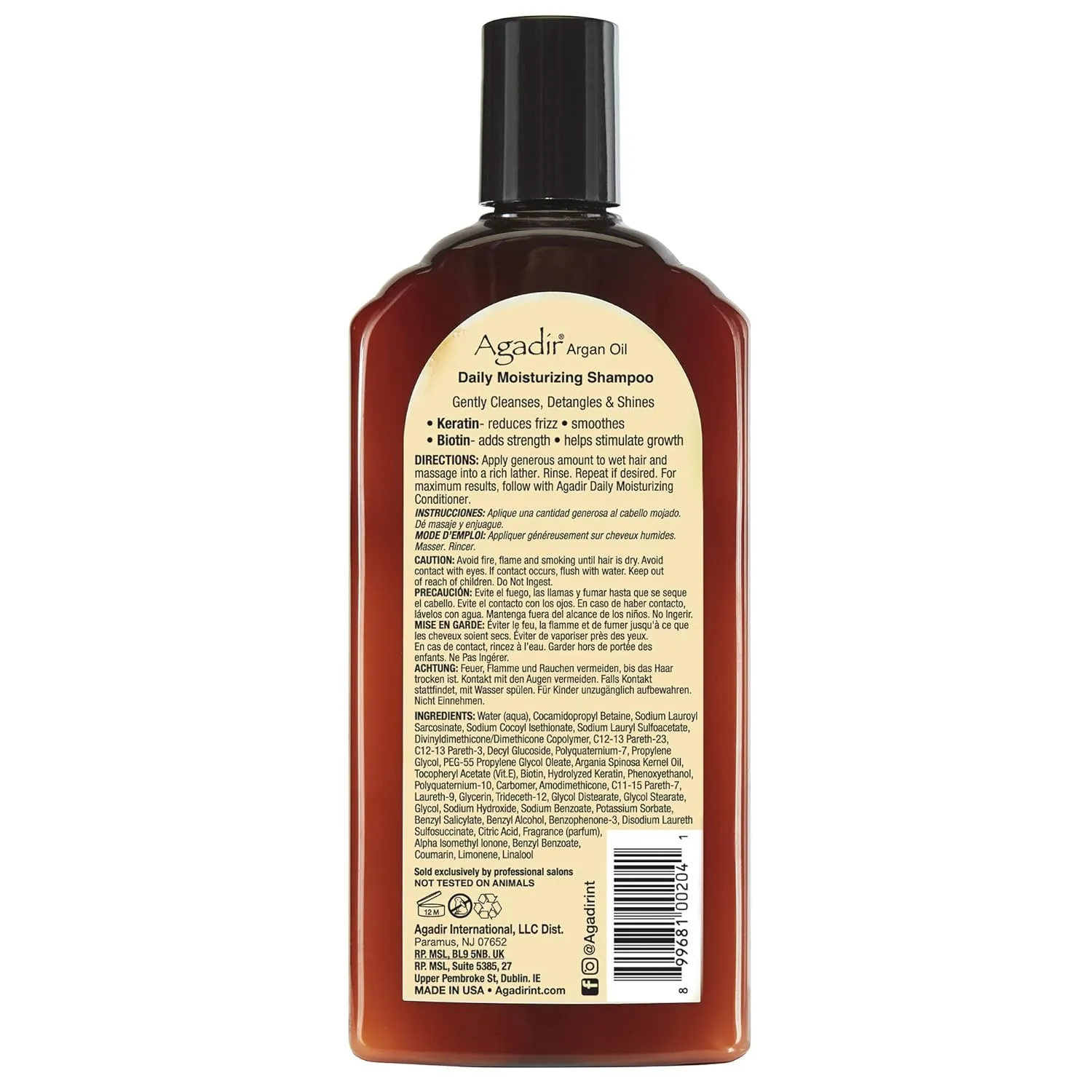 AGADIR Daily Moisturizing Shampoo ( For All Hair Types ) 12.4 oz