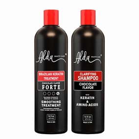 Alda Chocolate Brazilian Keratine Treatment Permanent Straightening Blowout 16 fl oz   Shampoo Clarifying 16 fl oz. (16 fl oz each(Pack of 2))