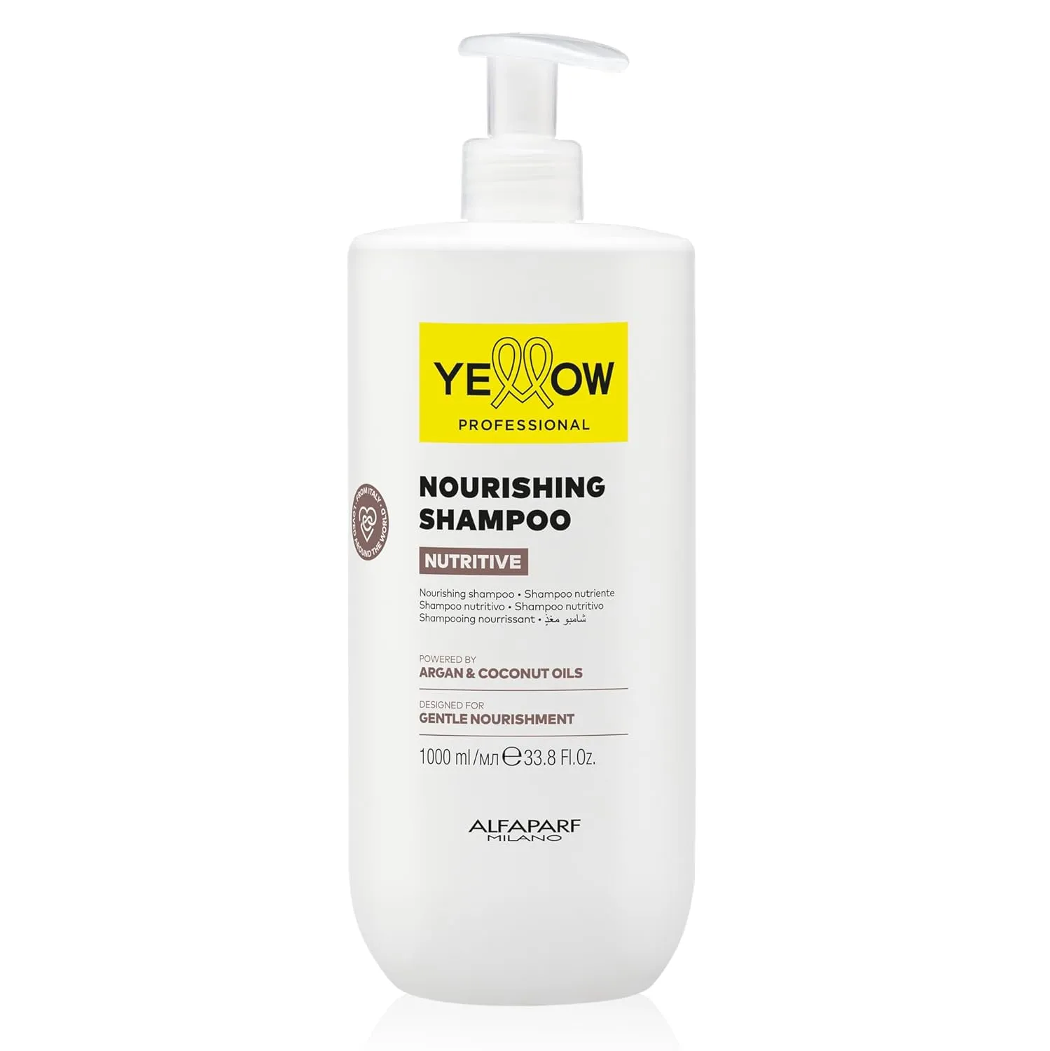 Alfaparf Milano Yellow Professional Moisturizing Shampoo for Dry Hair - Anti-Frizz Shampoo that Nourishes, Hydrates, and Replenishes Hair - Adds Shine - Vegan (33.8 fl oz / 1000ml)