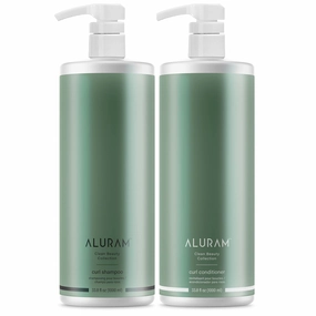 ALURAM Coconut Water Based Curly Hair Clarifying Shampoo and Conditioner - Color Safe Lightweight Formula for Medium to Course Hair - Sulfate & Paraben Free
