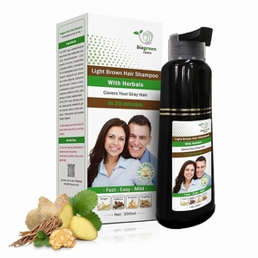 Ammonia-Free & Paraben Free Herbal Shampoo 200ml 200ml - Light Brown Color with Natural Hair Dye Shampoo for Men & Women - Clinically Tested for All Hair Types - 400 ml