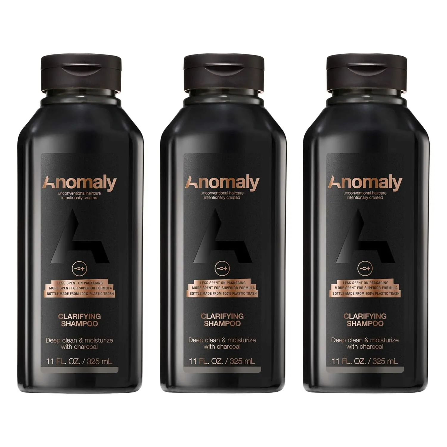 Anomaly Vegan Eucalyptus Clarifying Charcoal Scalp Shampoo for Build Up | Sulfate Free & Paraben Free |for Women & Men| Eco Friendly Sustainable Packaging from Ocean Plastic, 11 fl. oz. (Pack of 3)