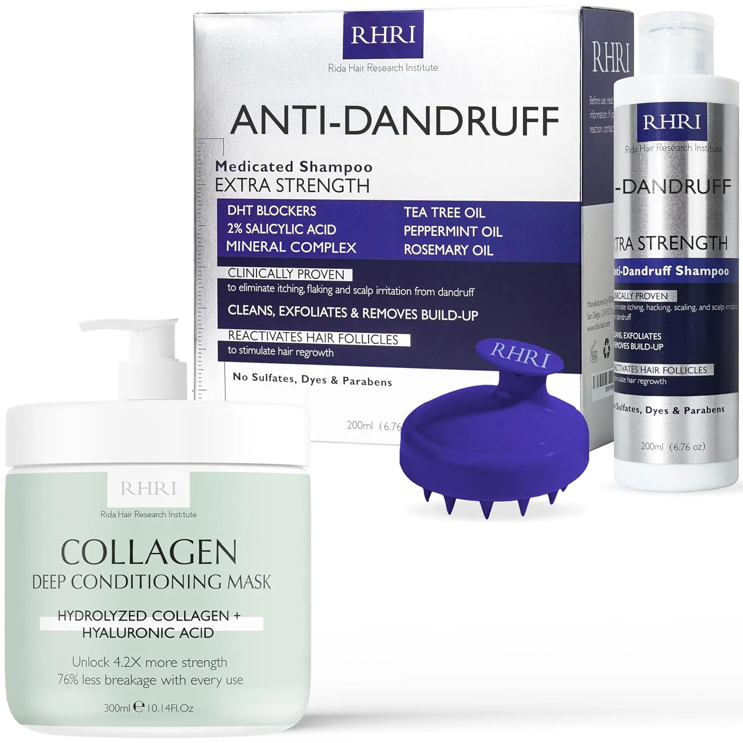 Anti Dandruff Shampoo   Collagen Mask | Medicated, Clarifying, Psoriasis & Biotin Shampoo w/Salicylic Acid, Hair Growth