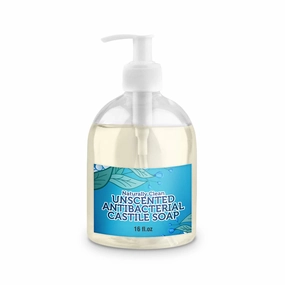 Antibacterial Unscented Pure Castile Liquid Soap for Face, Hand & Body Wash-Vegan, Non-GMO, Made in USA, Liquid Castile Soap for All Skin Types, Dry & Sensitive Skin 16 oz