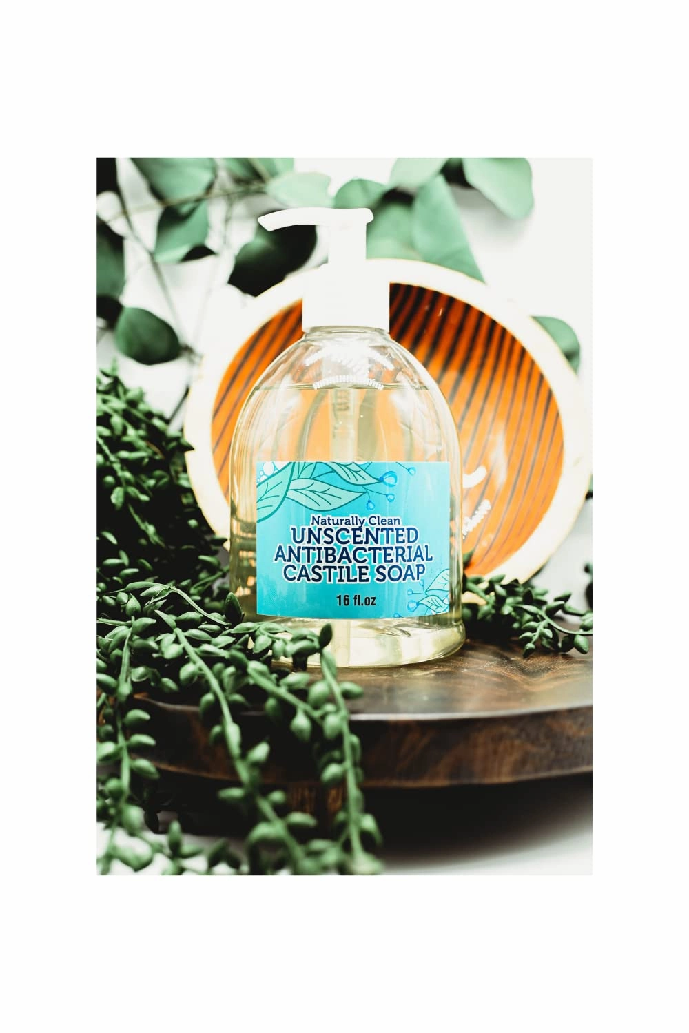 Antibacterial Unscented Pure Castile Liquid Soap for Face, Hand & Body Wash-Vegan, Non-GMO, Made in USA, Liquid Castile Soap for All Skin Types, Dry & Sensitive Skin 16 oz