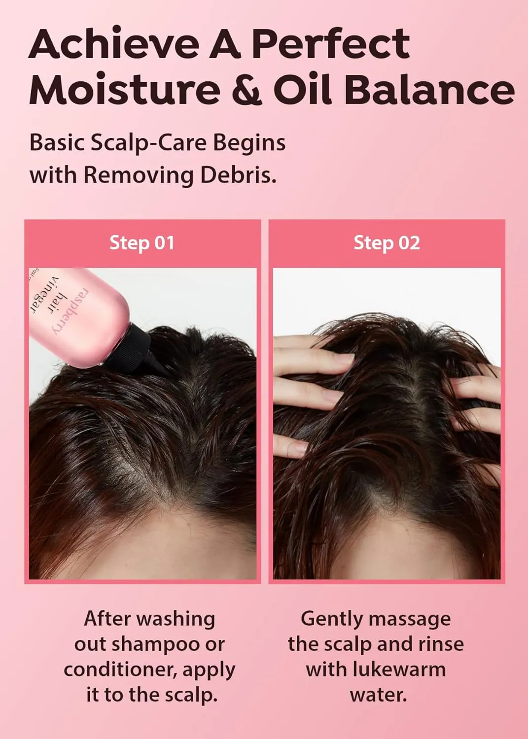 A'PIEU Raspberry Vinegar Hair Care Bundle - Vinegar Rinse 6.76 Fl oz & Mist 3.55 fl oz | Scalp Treatment, pH Balance, Frizz Control | Clarifying, Nourishing, Refreshing