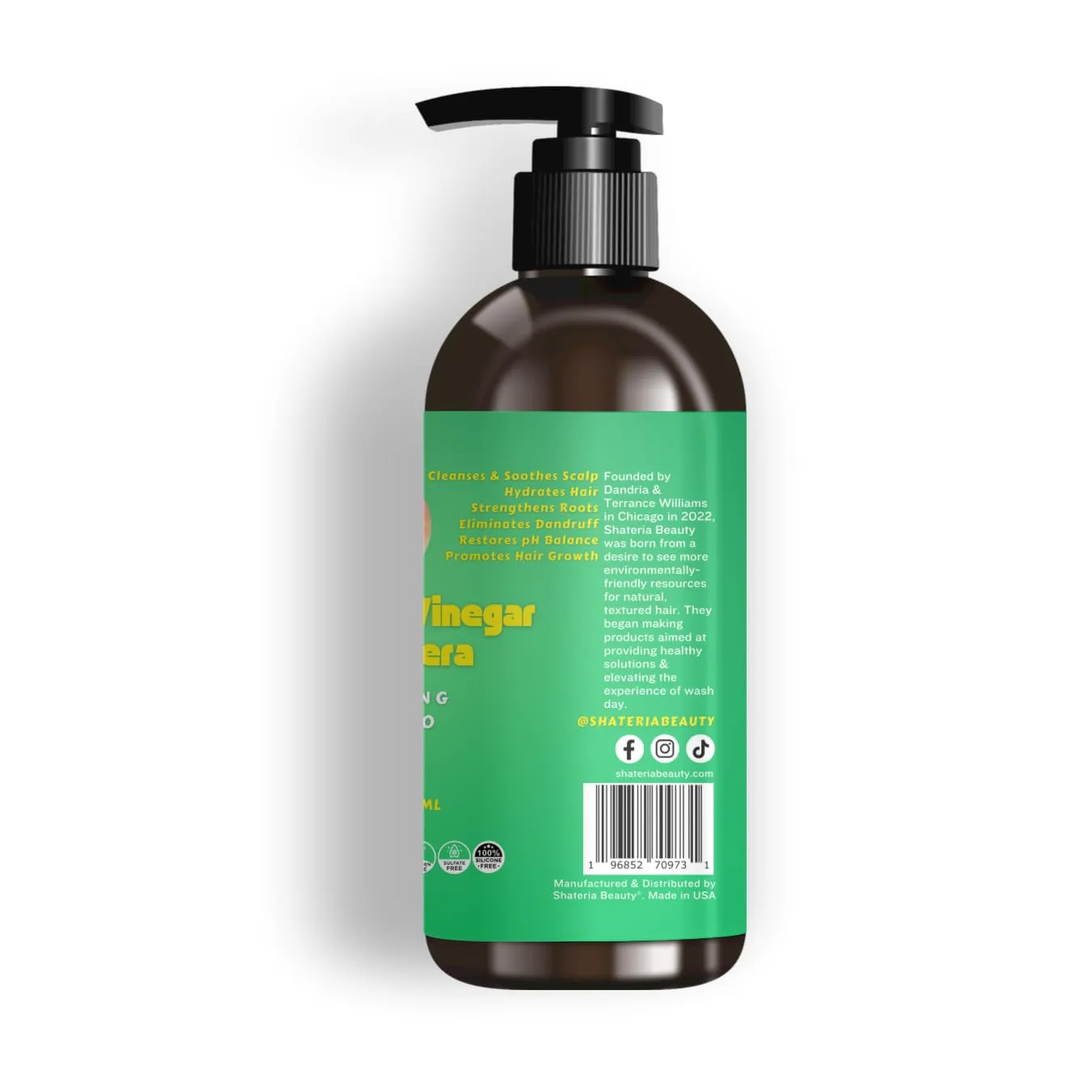 Apple Cider Vinegar & Aloe Vera Clarifying Shampoo w/Chebe Powder & Essential Oils, Vegan Stimulating Shampoo for Detox and Dandruff for All Hair Types, 16 fl oz