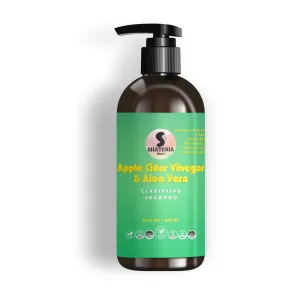 Apple Cider Vinegar & Aloe Vera Clarifying Shampoo w/Chebe Powder & Essential Oils, Vegan Stimulating Shampoo for Detox and Dandruff for All Hair Types, 16 fl oz