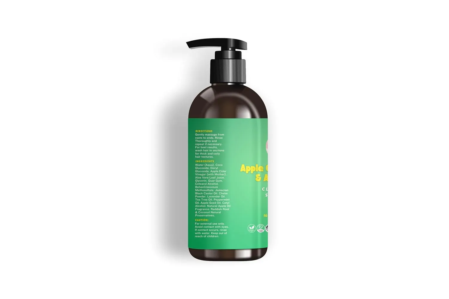 Apple Cider Vinegar & Aloe Vera Clarifying Shampoo w/Chebe Powder & Essential Oils, Vegan Stimulating Shampoo for Detox and Dandruff for All Hair Types, 16 fl oz