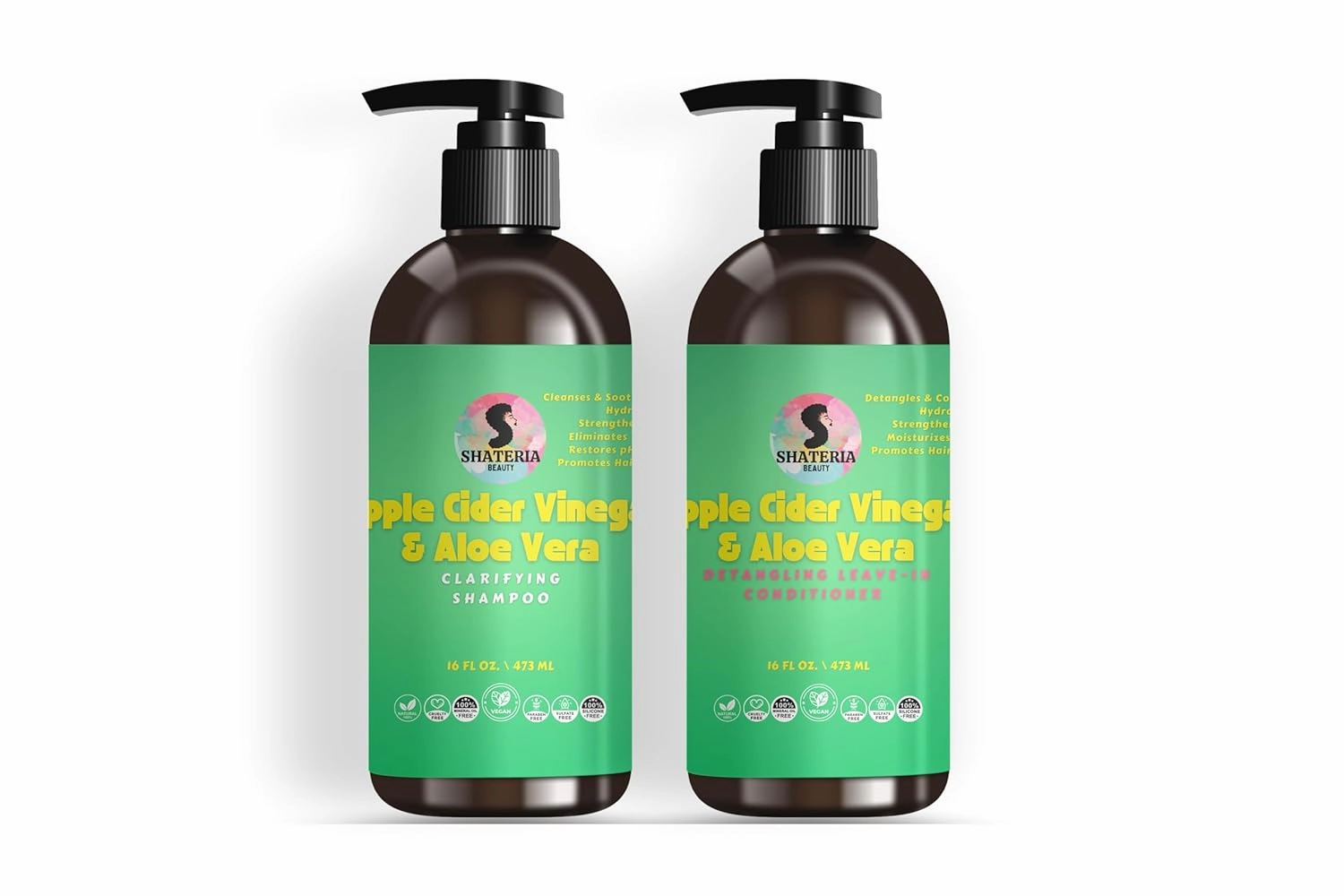 Apple Cider Vinegar & Aloe Vera Shampoo and Conditioner Set, Clarifying Hair Care Duo