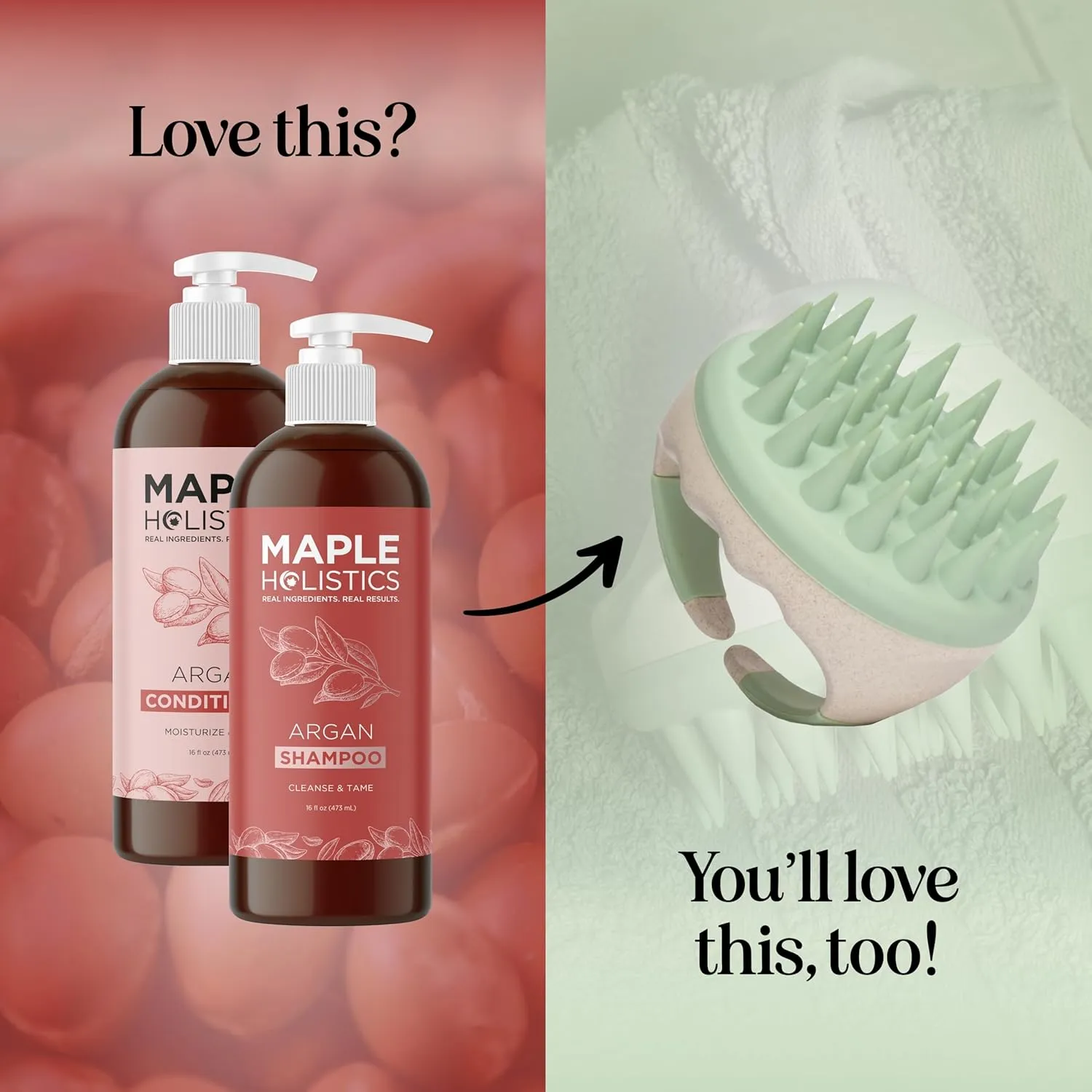 Argan Oil Shampoo and Conditioner for Dry Hair - Paraben and Sulfate Free Shampoo and Conditioner Set for Dry Hair Frizz Curl Care and Split Ends - Moisturizing Argan Shampoo and Conditioner Set
