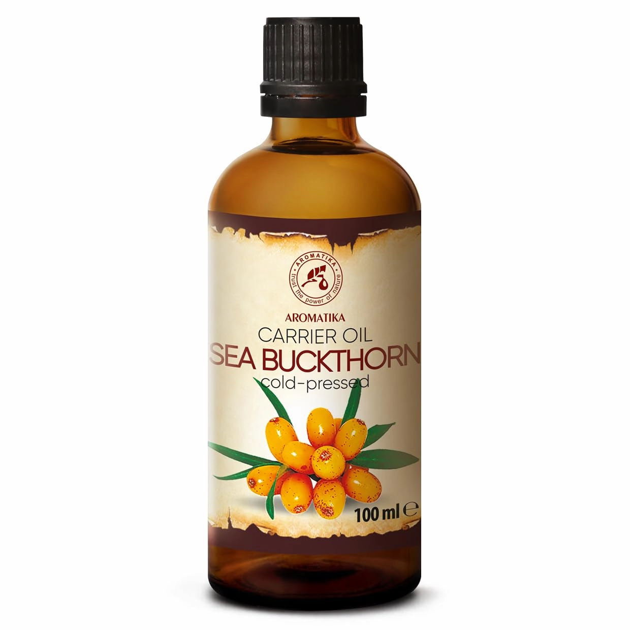 AROMATIKA Sea Buckthorn Oil 3.4 Fl Oz - Pure & Natural - Hippophae Rhamnoides - Carrier Oil for Essential Oils - Base Oil for Nails - Hair - Face & Body Care