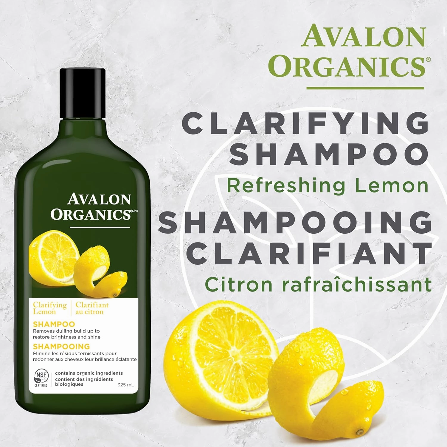 Avalon Organics Clarifying Lemon Shampoo, 11 oz. (Pack of 2)
