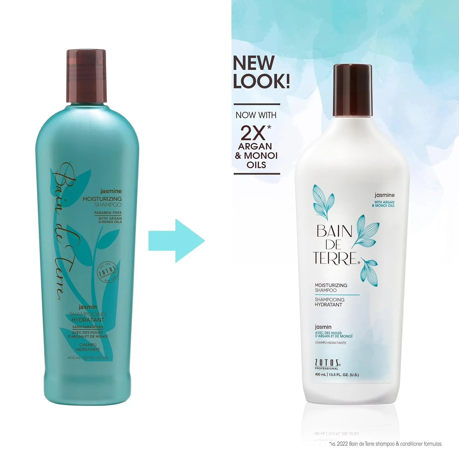 Bain de Terre Jasmine Moisturizing Shampoo, Luxurious Hydration for Dry Hair with Argan & Monoi Oils, Paraben-Free, Color-Safe, Vegan