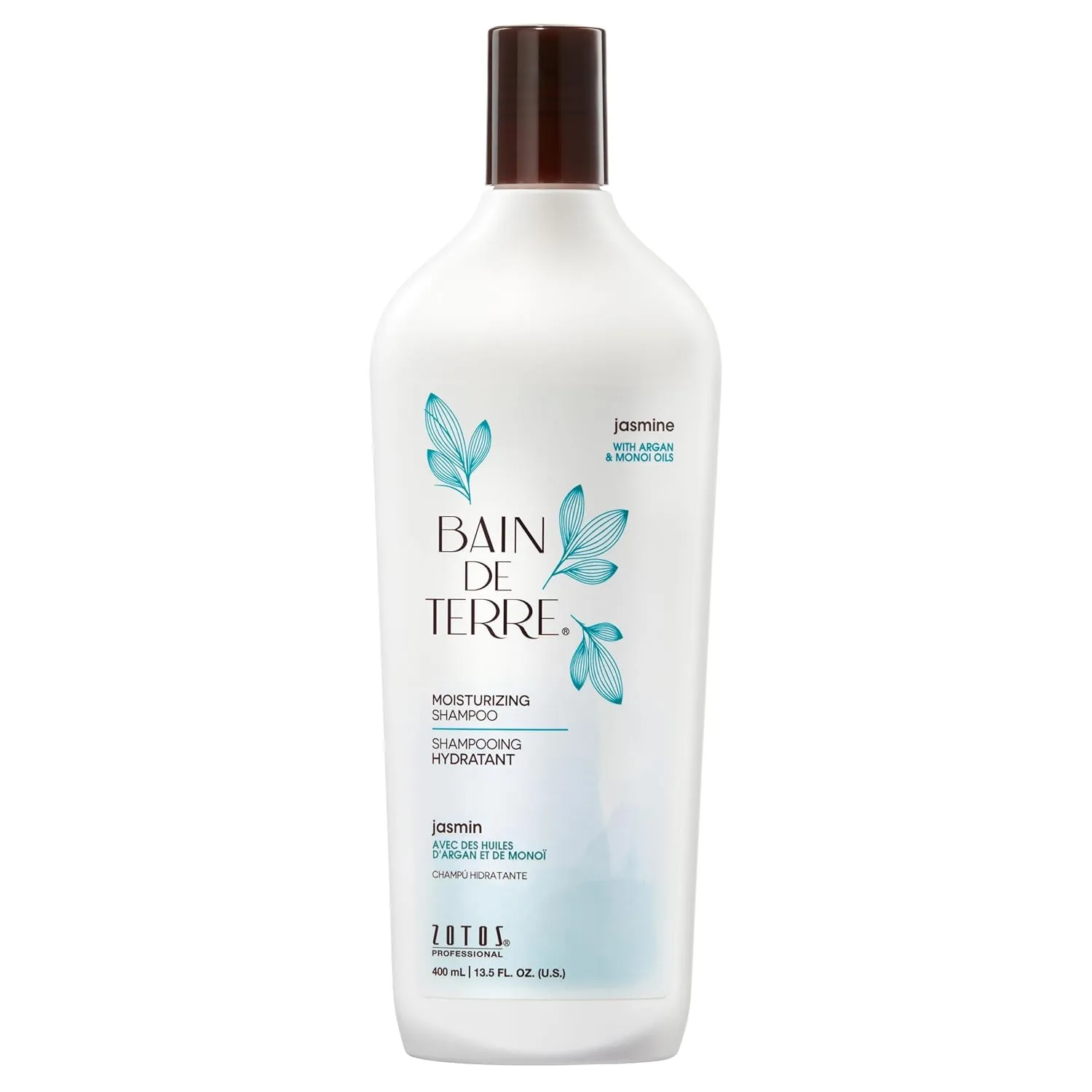 Bain de Terre Jasmine Moisturizing Shampoo, Luxurious Hydration for Dry Hair with Argan & Monoi Oils, Paraben-Free, Color-Safe, Vegan