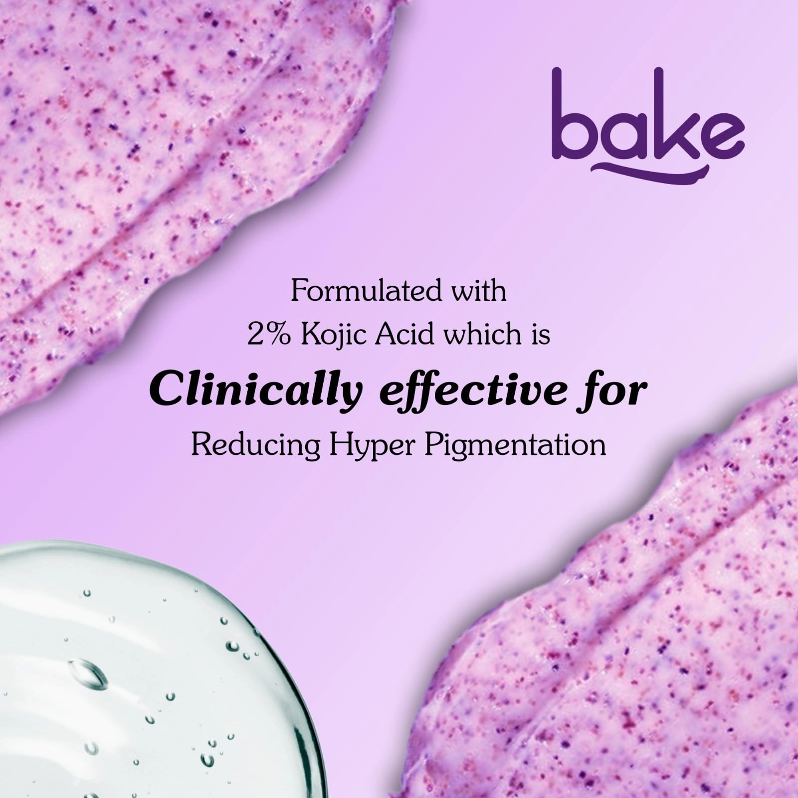 BAKE 2% Kojic Acid Lavender Smoothie Body Scrub for Women & Men | Skin Brightening, Treats Hyperpigmentation & Tan Removal | Shea Butter, Walnut Granules, Jojoba Oil | 150g