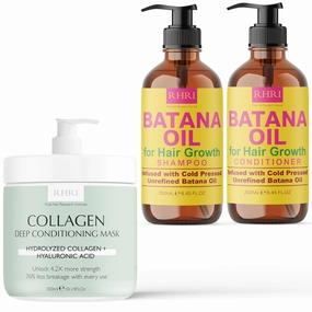 Batana Oil Shampoo and Conditioner Set | Clarifying, Hair Growth, Thinning Formula | Raw Batana Oil, Thickening   Collagen Hair Mask