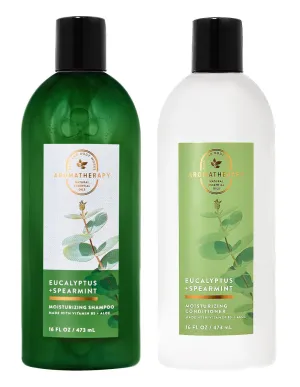 Bath and Body Eucalyptus Spearmint Shampoo w/Eucalyptus Spearmint Conditioner - Pair of 2 bottles, 16 oz ea - Cleansing, Hydrating Shampoo   Detangling, Moisturizing Conditioner Shower Hair Care