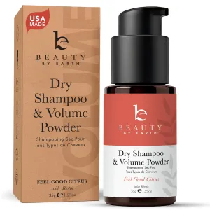 Beauty by Earth Dry Shampoo Powder Spray for Women & Men, Non Aerosol Volumizing & Clarifying Powder, USA Made with Clean Ingredients & Biotin for Light and Dark Hair - Travel Size Friendly