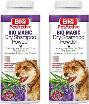 Bio Magic Dry Shampoo Powder with Lavender and Rosemary for Dogs | Cleansing and Moisturizing Perfume and Talc Free Suitable for Sensitive Skin - 5.29 oz- 2 pcs Set, White