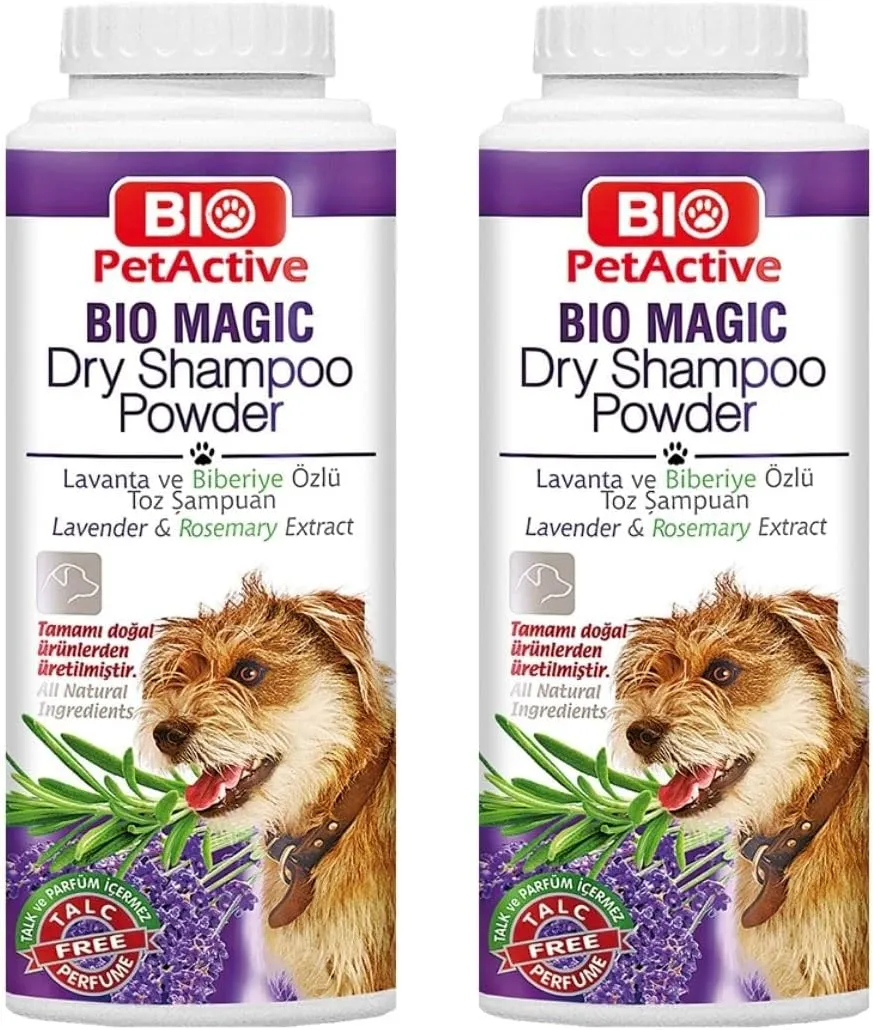 Bio Magic Dry Shampoo Powder with Lavender and Rosemary for Dogs | Cleansing and Moisturizing Perfume and Talc Free Suitable for Sensitive Skin - 5.29 oz- 2 pcs Set, White