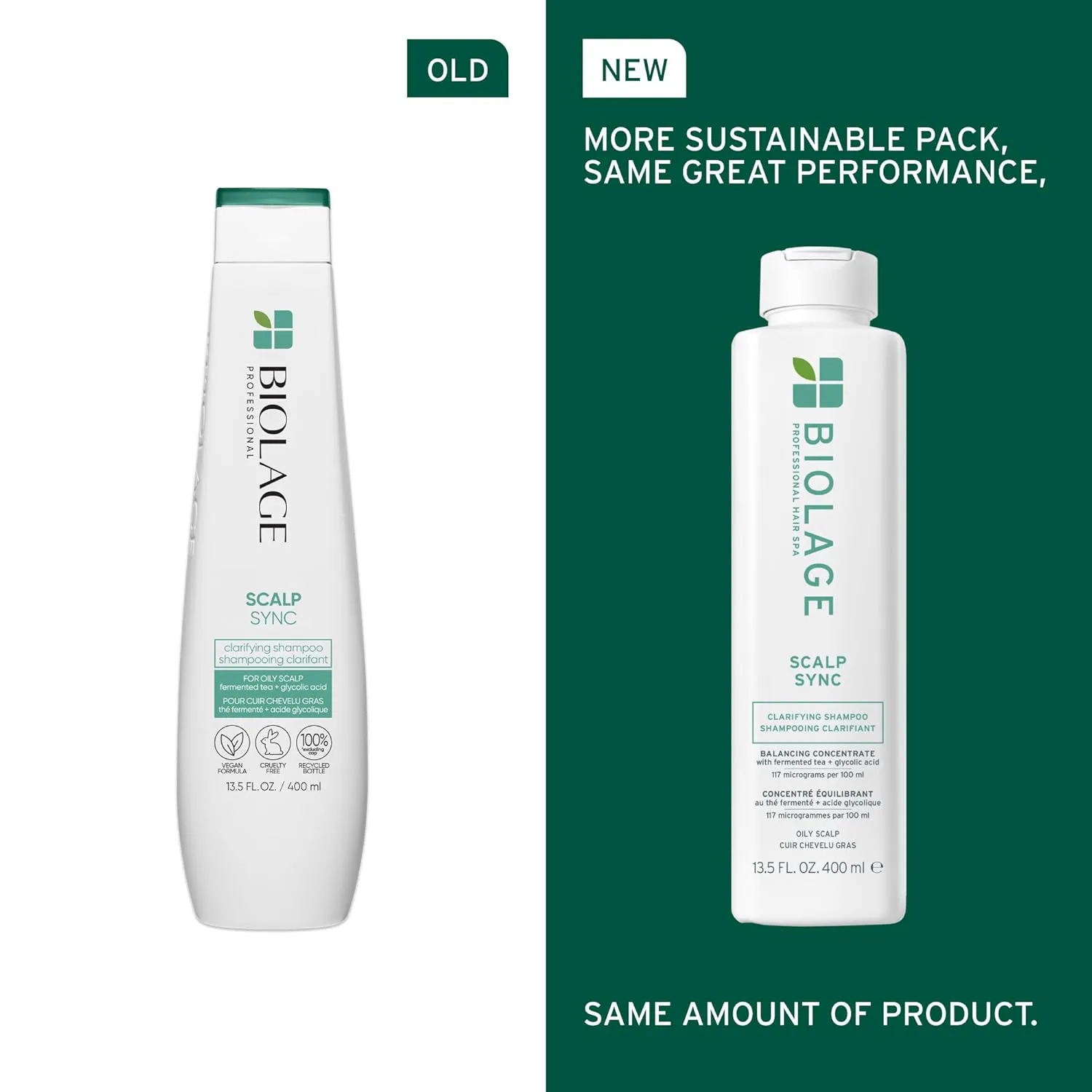Biolage Scalp Sync Clarifying Shampoo - Residue & Buildup Remover, For Oily Scalp, With Fermented Tea & Glycolic Acid, Vegan & Paraben-Free, Packaging May Vary