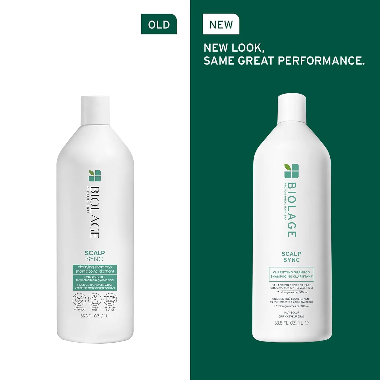 Biolage Scalp Sync Clarifying Shampoo - Residue & Buildup Remover, For Oily Scalp, With Fermented Tea & Glycolic Acid, Vegan & Paraben-Free, Packaging May Vary