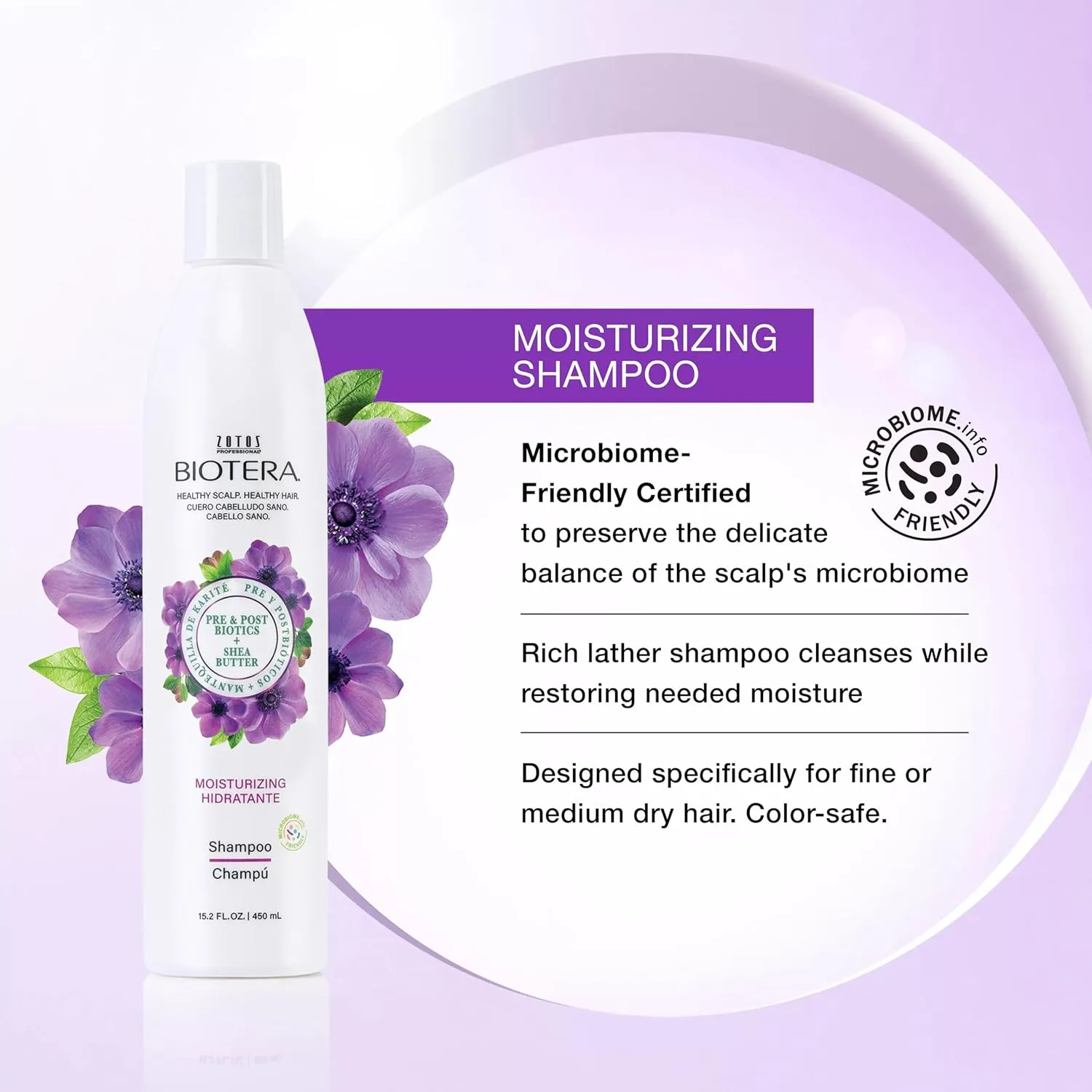 Biotera Moisturizing Shampoo | Hydrates & Moisturizes Dry, Medium, Fine Hair | Microbiome Friendly | Vegan & Animal Test Free | Paraben Free | Color-Safe