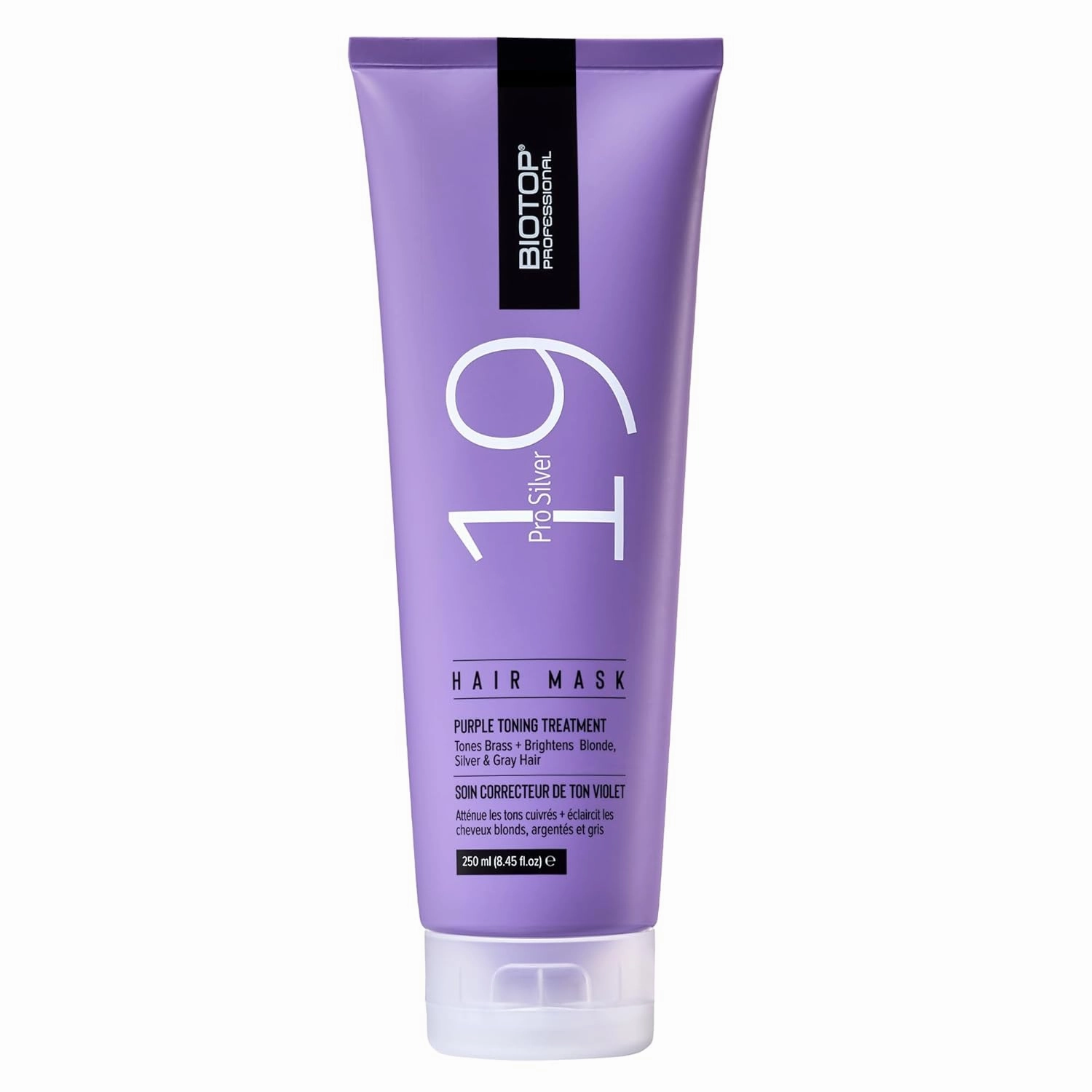Biotop Professional 19 Pro Silver Hair Mask - Moisturizes & Eliminates Yellow and Brassy Tones - Hydrating Hair Mask For Blonde or Bleached Hair - 8.45 oz